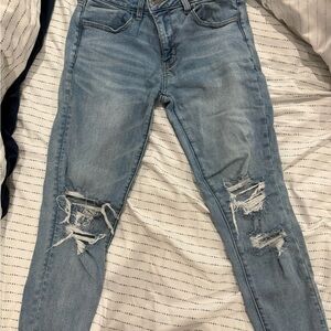 American Eagle Outfitters Light Blue Distressed Jeggings